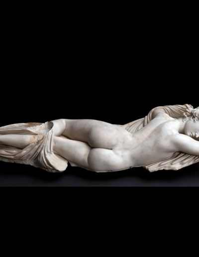 Statues Statue Femme Nue 2 en Marbre Blanc sur Socle en Marbre