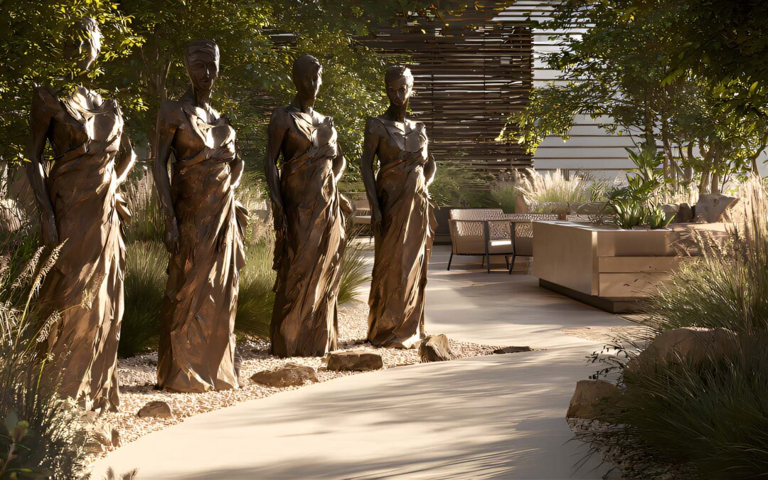 Statue décorative en jardin paysager