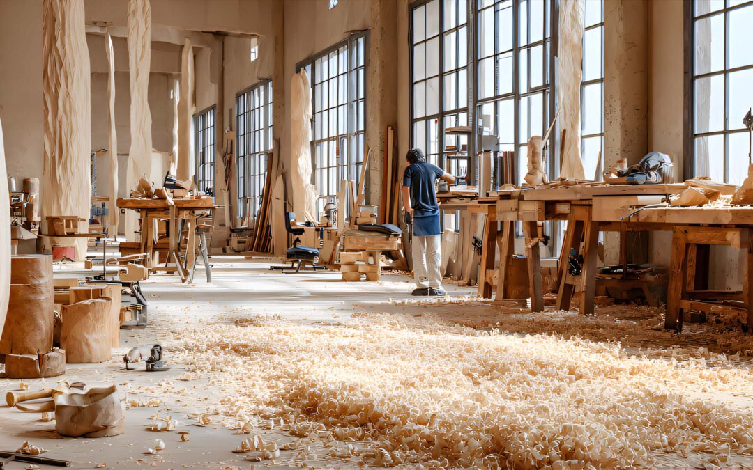 Artiste travaillant une sculpture en atelier