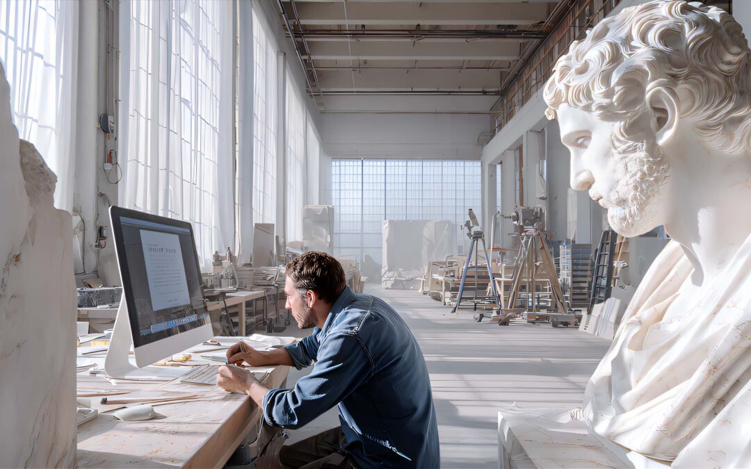 Copie de sculpture placée en atelier