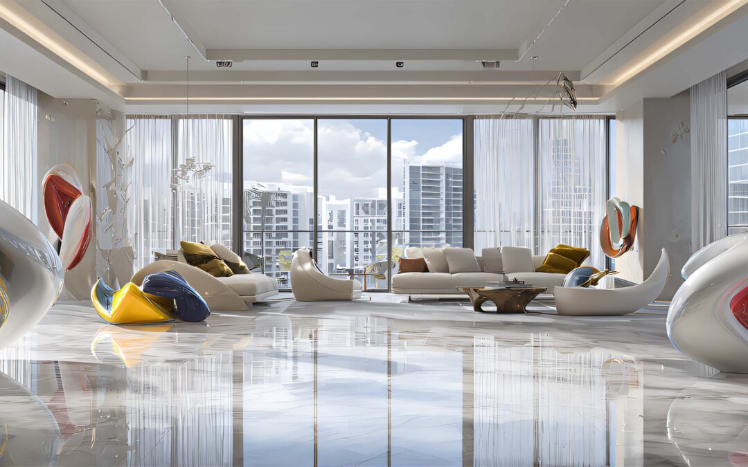 Sculpture design dans salon moderne