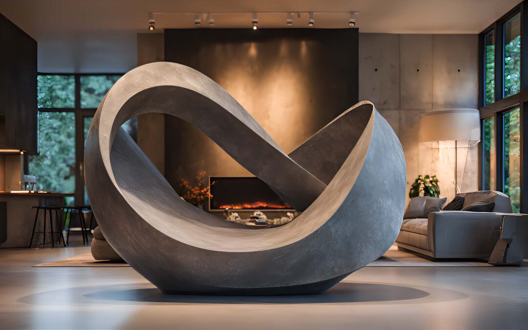 Sculpture moderne installée dans salon