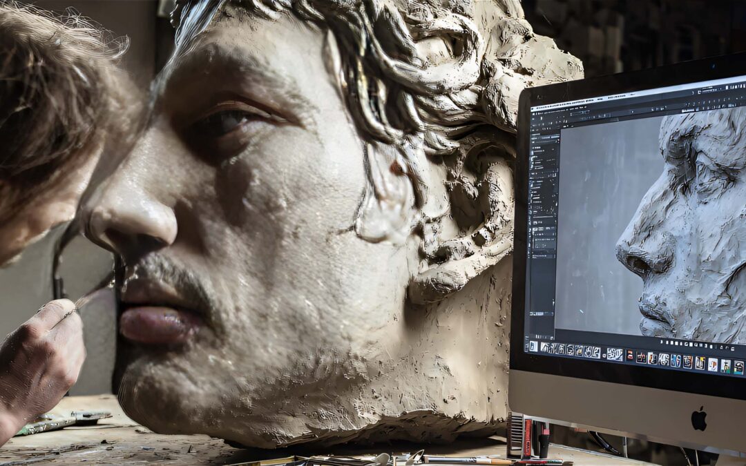 Sculpteur réalisant sculpture depuis photo