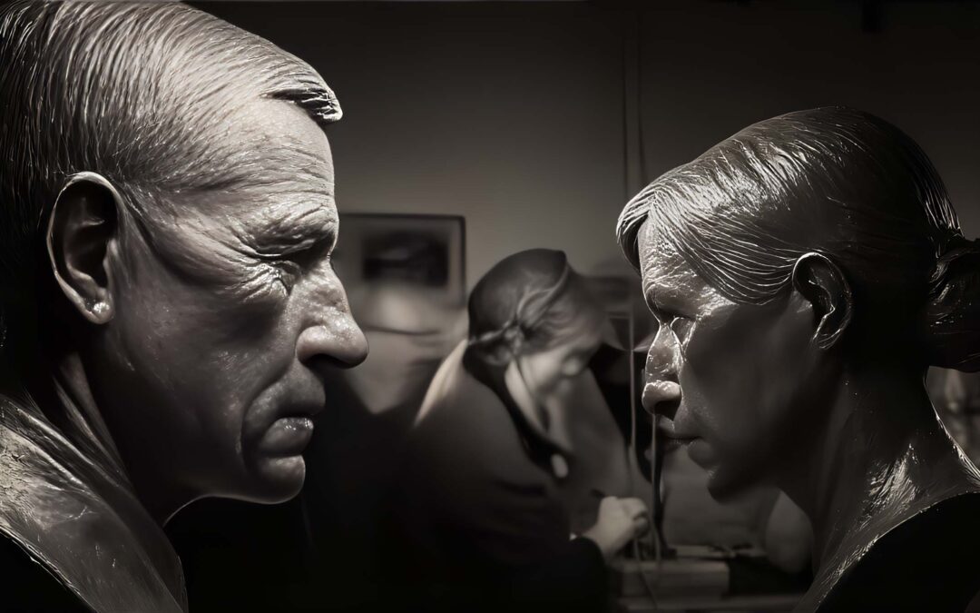 Reproduction de buste exposée en galerie