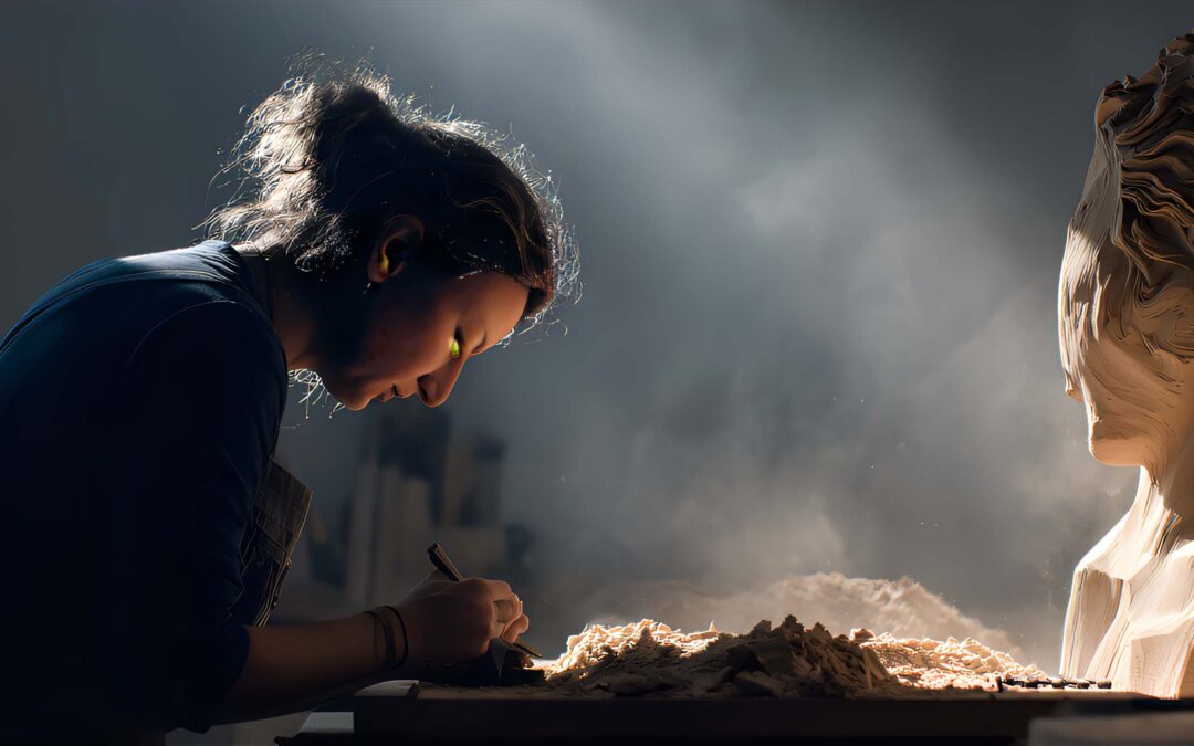Buste femme en marbre blanc moderne