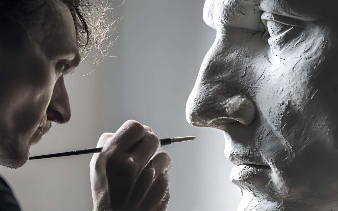 Buste homme exposé en intérieur moderne