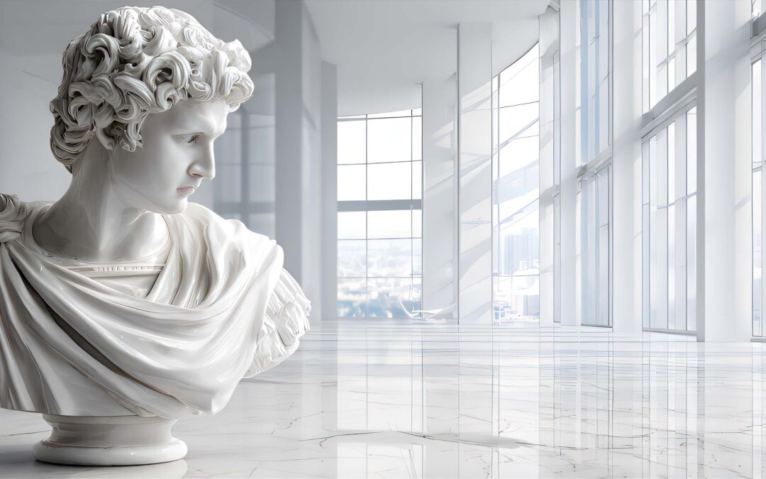 Buste grec en marbre exposé