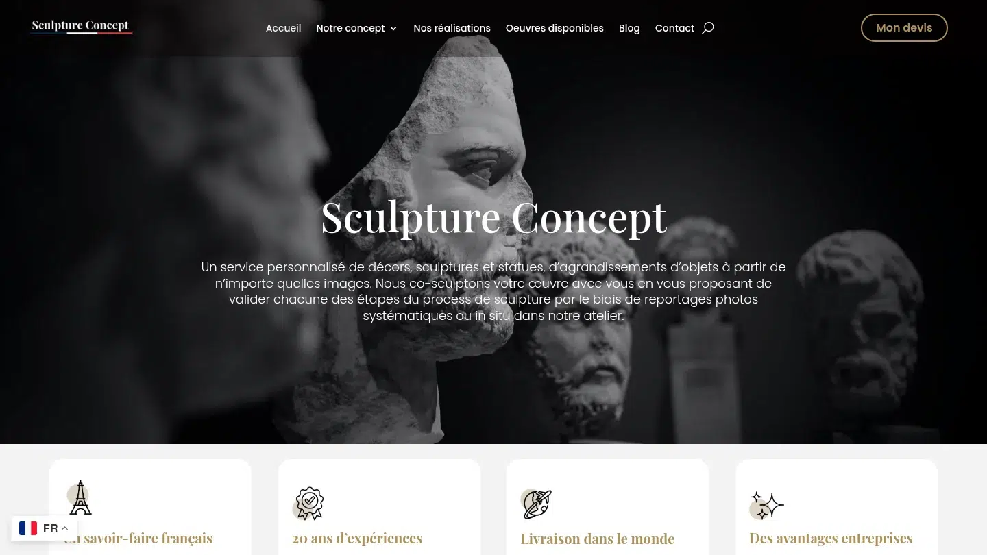 La sculpture de femmes rondes : histoire et art des courbes Capture de la page d’accueil de Sculpture Concept