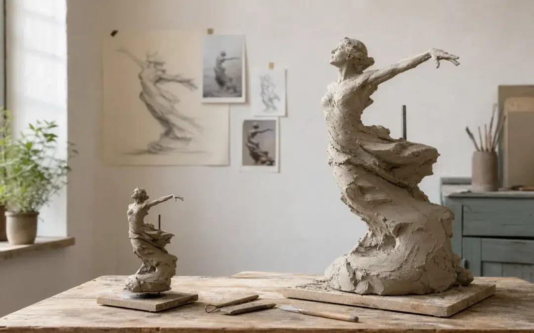 Sculpture sur mesure en cours de création dans un atelier